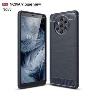 Husa Tech For Nokia 9 PureView Carbon Fiber Texture Brushed Mobile Casing - Dark Blue