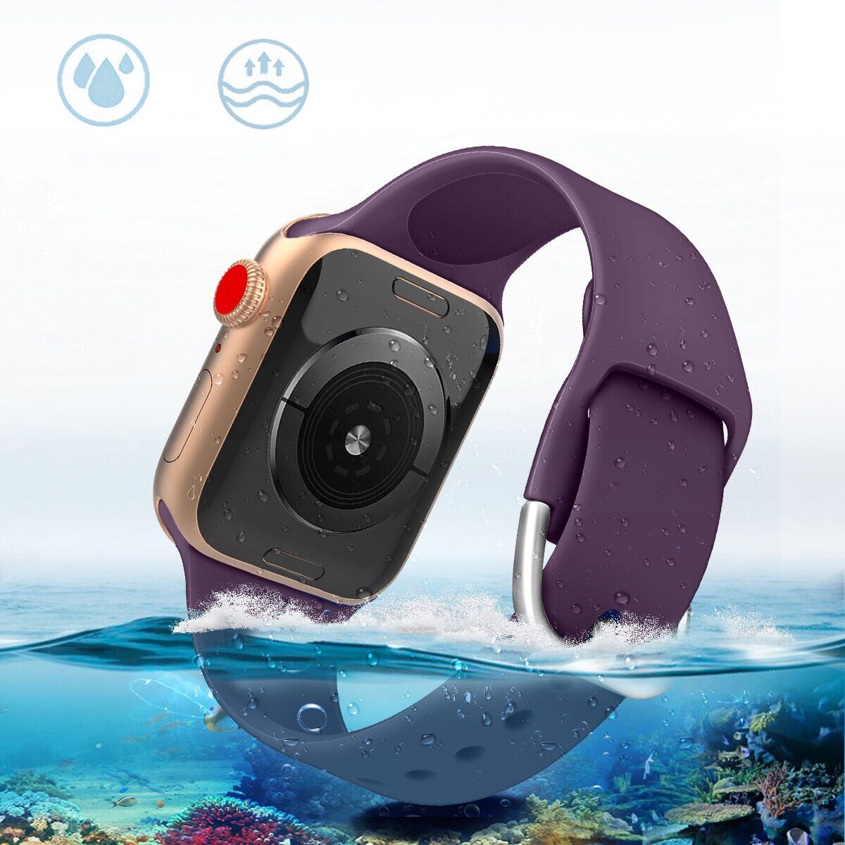 Silicone Strap APS for Apple Watch 42/44/45mm Strap Watch Bracelet - Mint - imagine 2