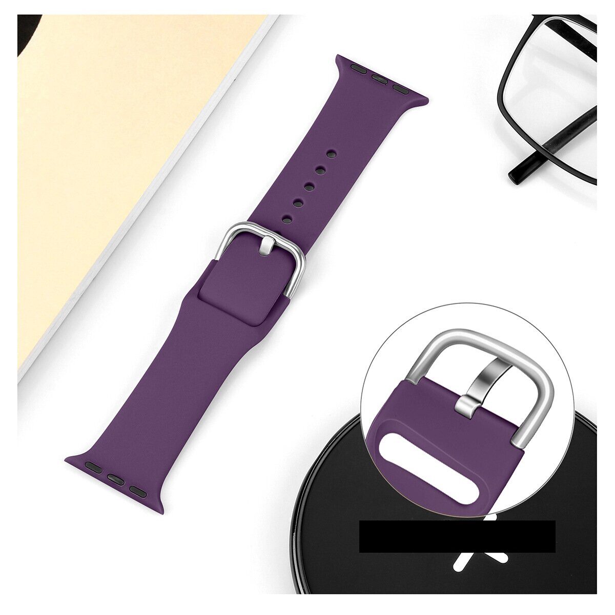 Silicone Strap APS for Apple Watch 42/44/45mm Strap Watch Bracelet - Mint - imagine 3