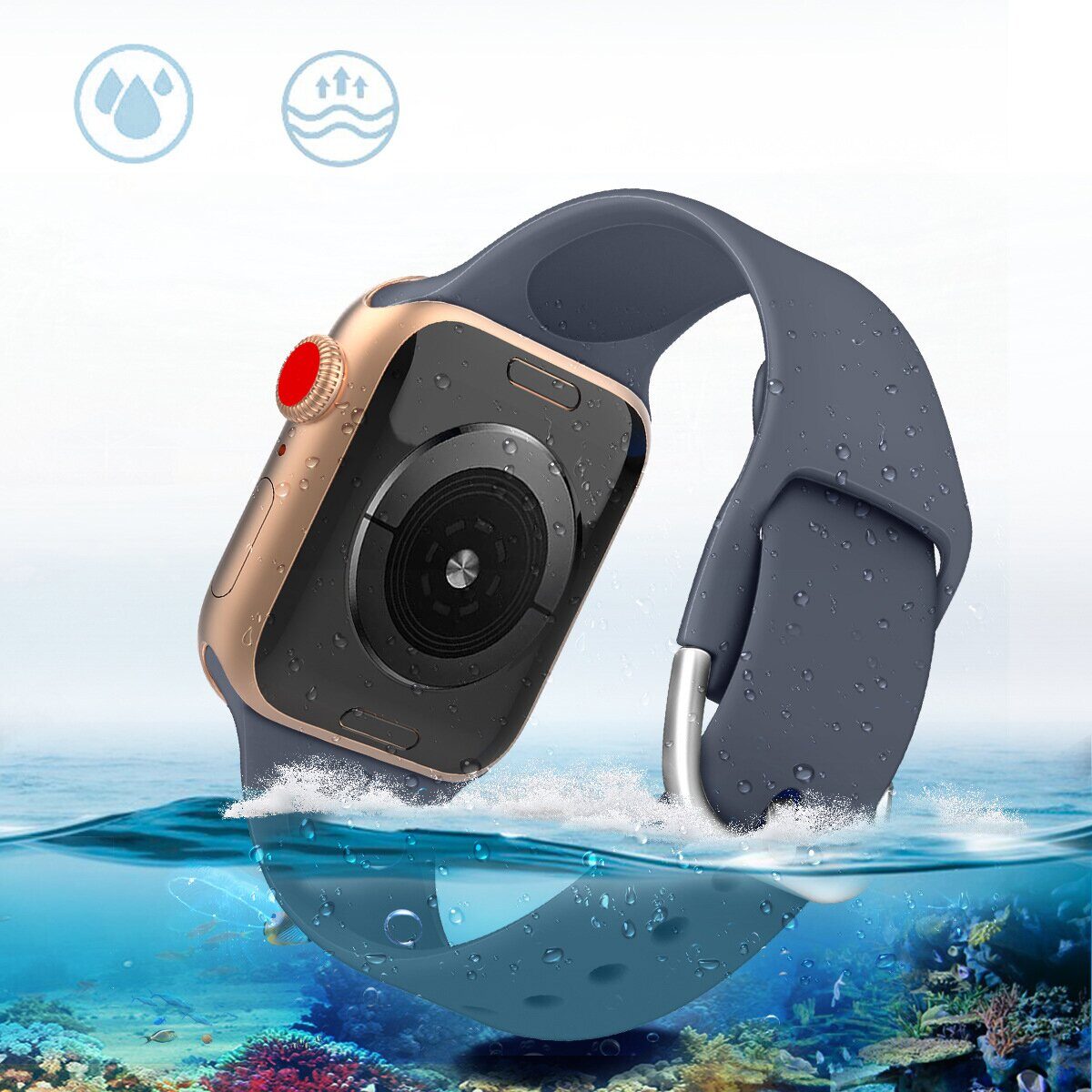 Silicone Strap APS for Apple Watch 42/44/45mm Strap Watch Bracelet - Mint - imagine 6