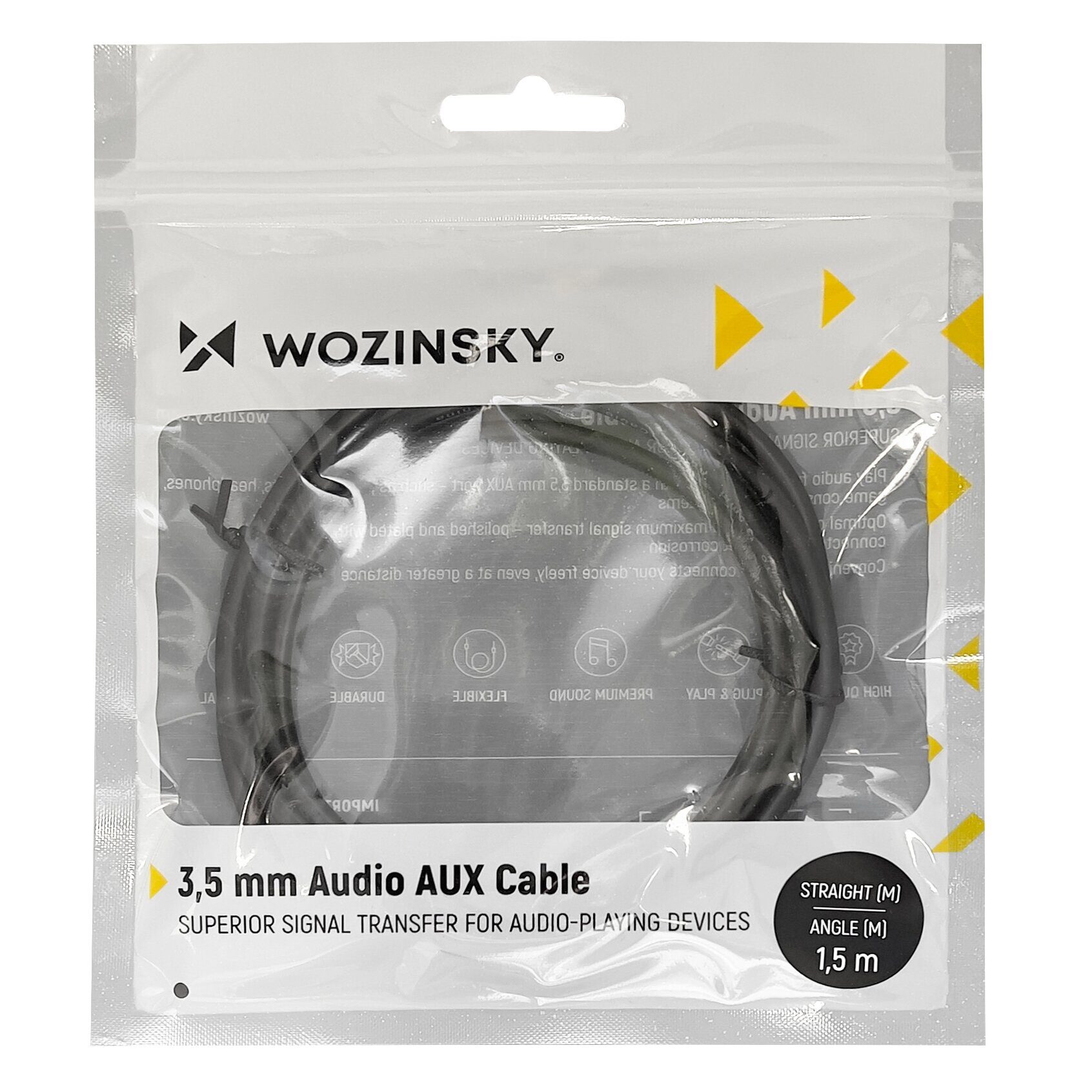 Wozinsky AUX Cable Angled (Male-Male) Mini Jack Cable 2m Black - imagine 5