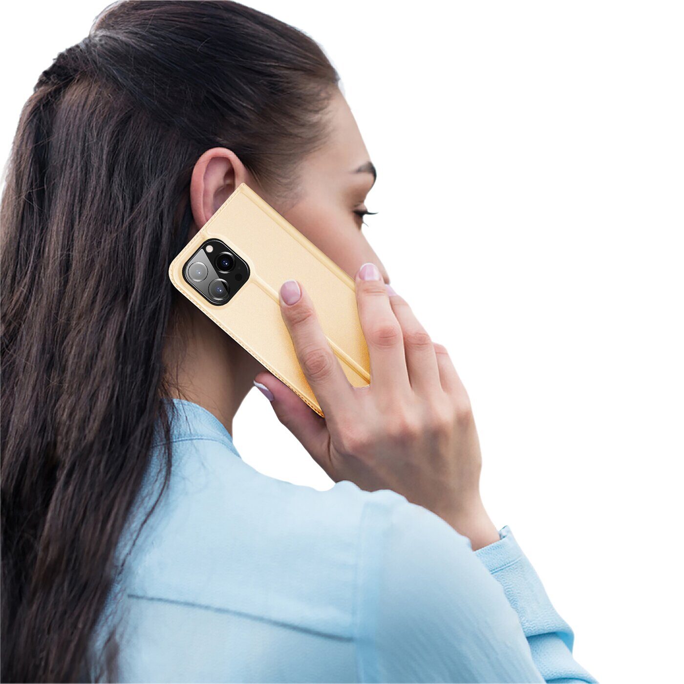 Dux Ducis Skin Pro Holster Flip Cover for iPhone 14 Pro Max gold - imagine 8