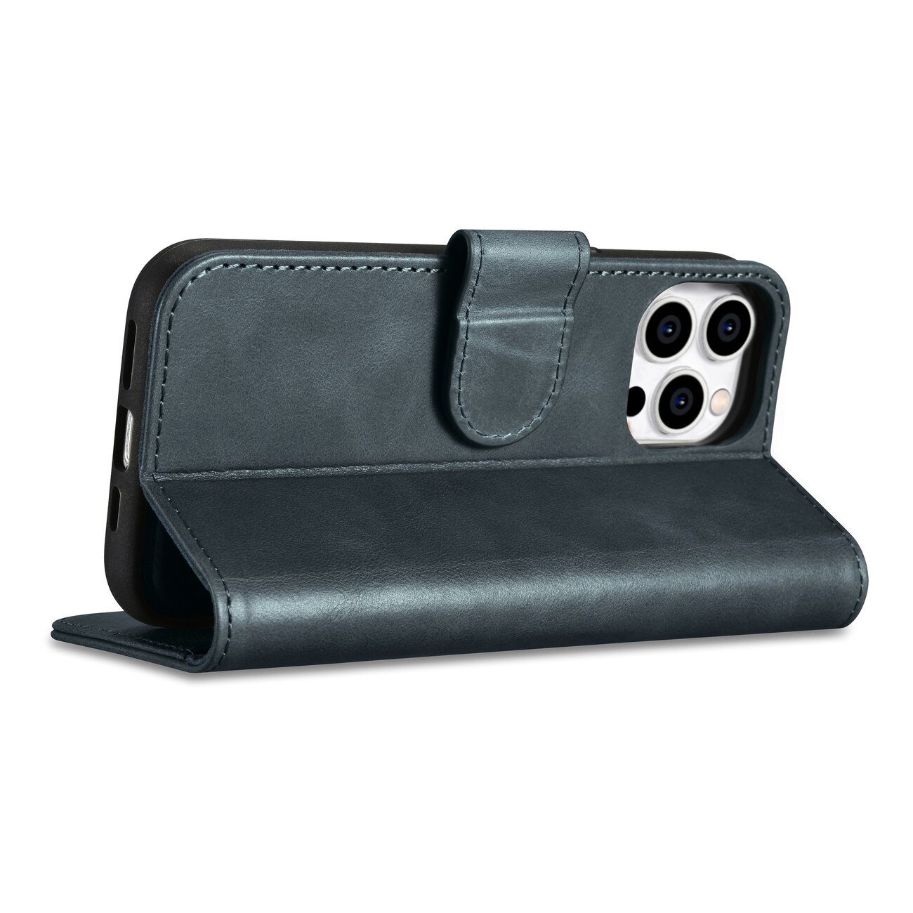iCarer Oil Wax Wallet Case 2in1 Cover iPhone 14 Pro Anti-RFID Leather Flip Case Blue (WMI14220722-BU) - imagine 8