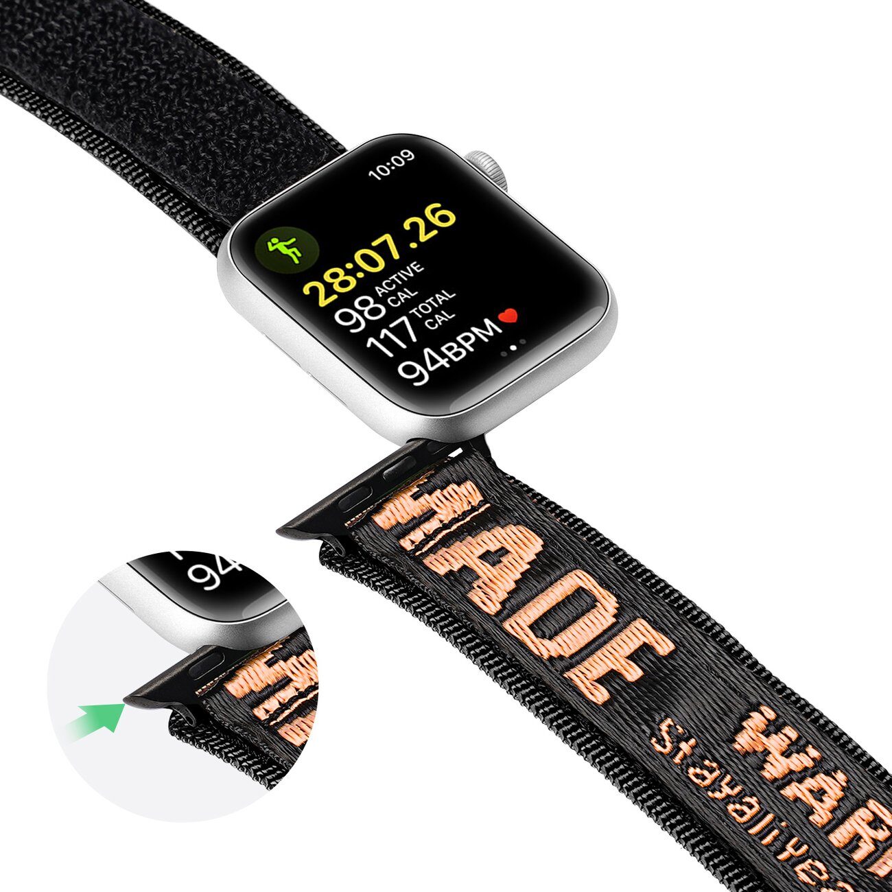 Dux Ducis Strap (Outdoor Version) Apple Watch Ultra Strap, SE, 9, 8, 7, 6, 5, 4, 3, 2, 1 (49, 45, 44, 42 mm) Nylon Band Bracelet Black and Orange - imagine 9
