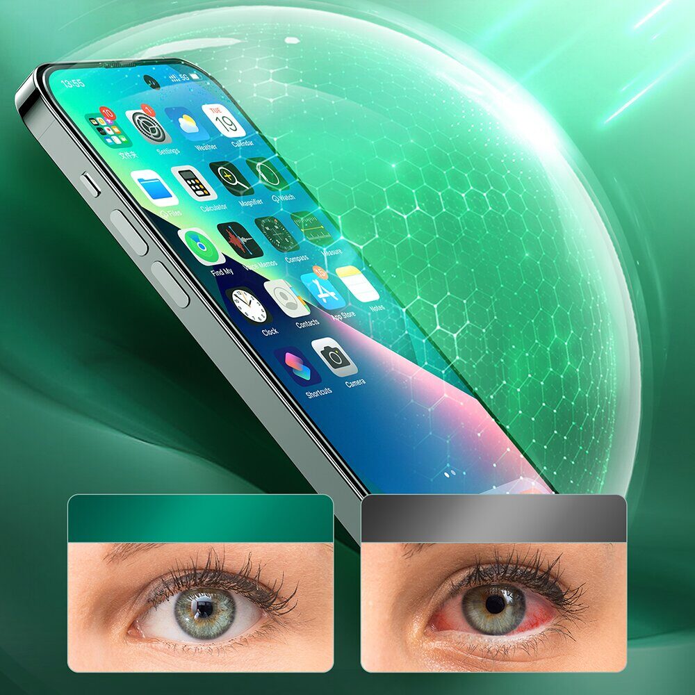 Joyroom Knight Green Glass for iPhone 14 Plus with Full Screen Anti Blue Light Filter (JR-G03) - imagine 8