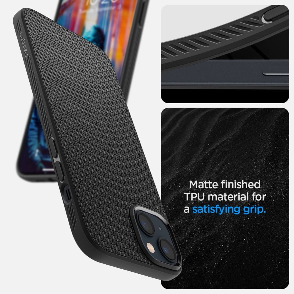 Spigen Liquid Air iPhone 14 Case - Matte Black - imagine 9
