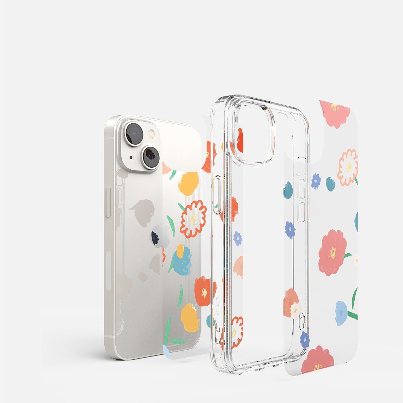 Ringke Fusion Design Armored Sleeve Cover with Gel Frame for iPhone 14 Plus transparent (Floral) (FD637E31) - imagine 5
