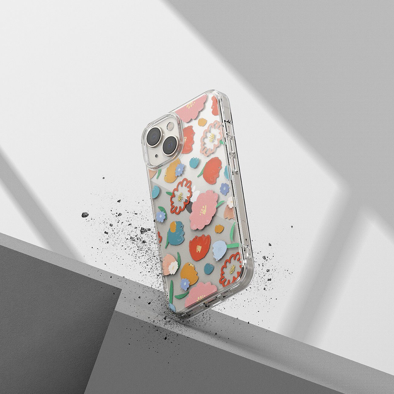 Ringke Fusion Design Armored Sleeve Cover with Gel Frame for iPhone 14 Plus transparent (Floral) (FD637E31) - imagine 7