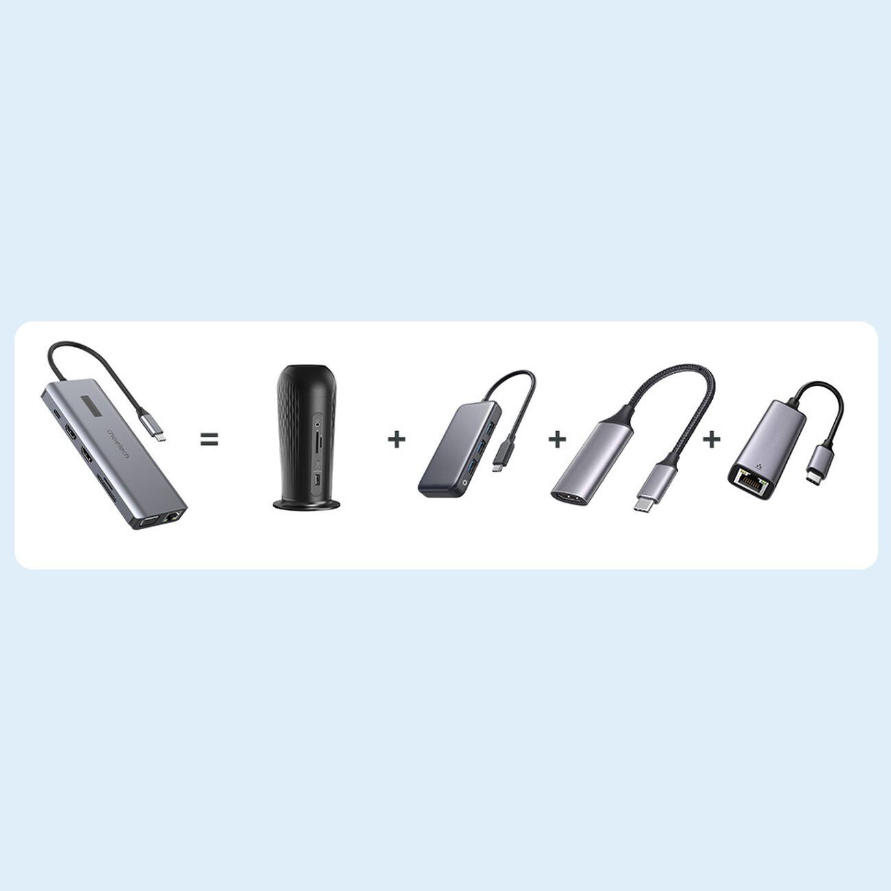 Choetech multifunctional HUB with display 12in1 USB-C to USB-C / USB-A / HDMI / VGA / AUX / SD / TF gray (HUB-M26) - imagine 8