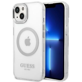 Guess GUHMP14SHTRMS iPhone 14 6.1" silver/silver hard case Metal Outline MagSafe