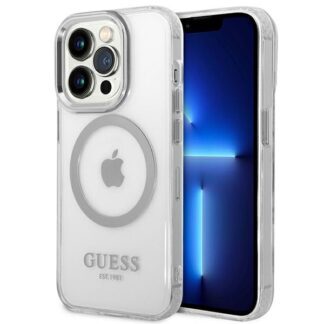 Guess GUHMP14XHTRMS iPhone 14 Pro Max 6.7" silver/silver hard case Metal Outline MagSafe
