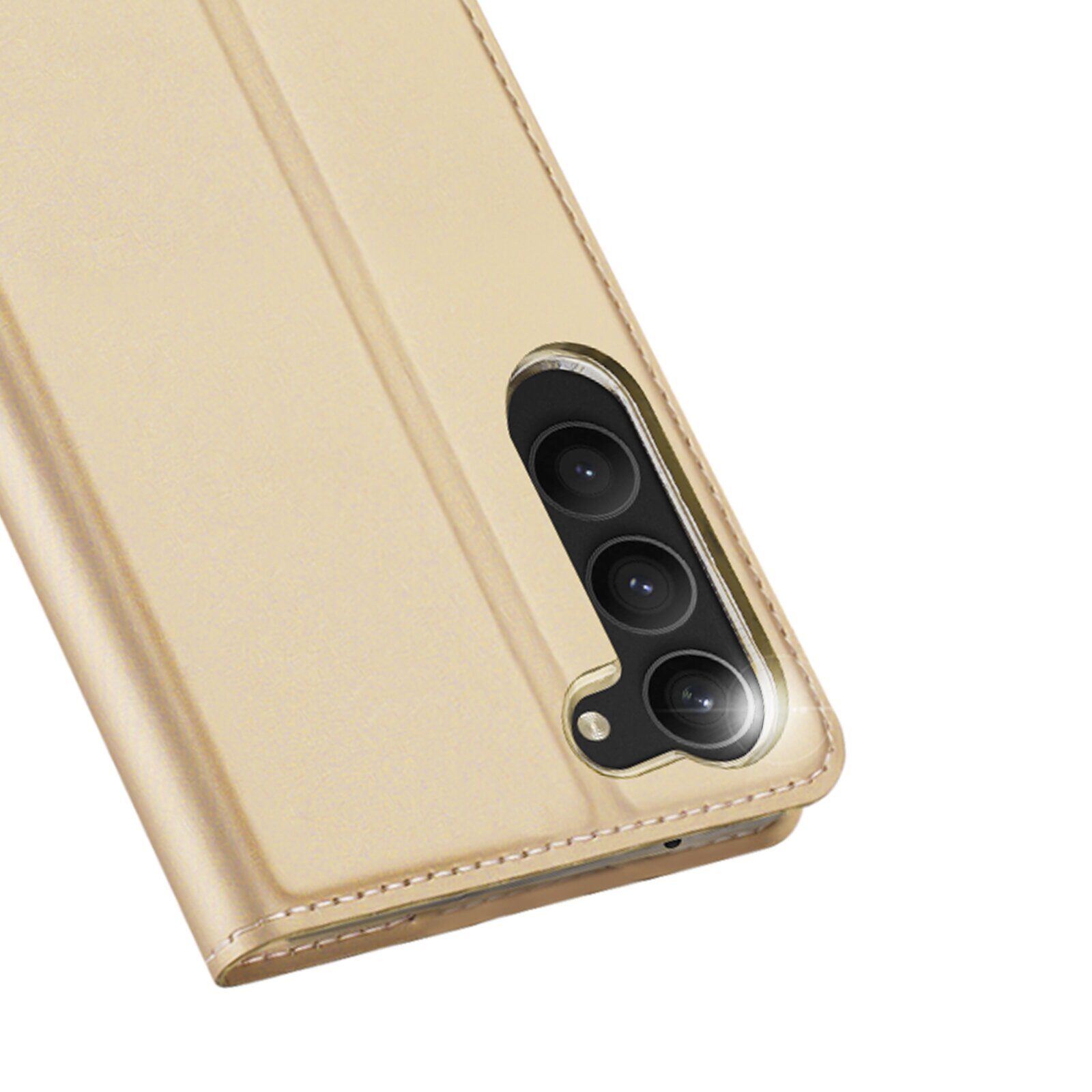 Dux Ducis Skin Pro Case for Samsung Galaxy S23+ Flip Card Wallet Stand Gold - imagine 3