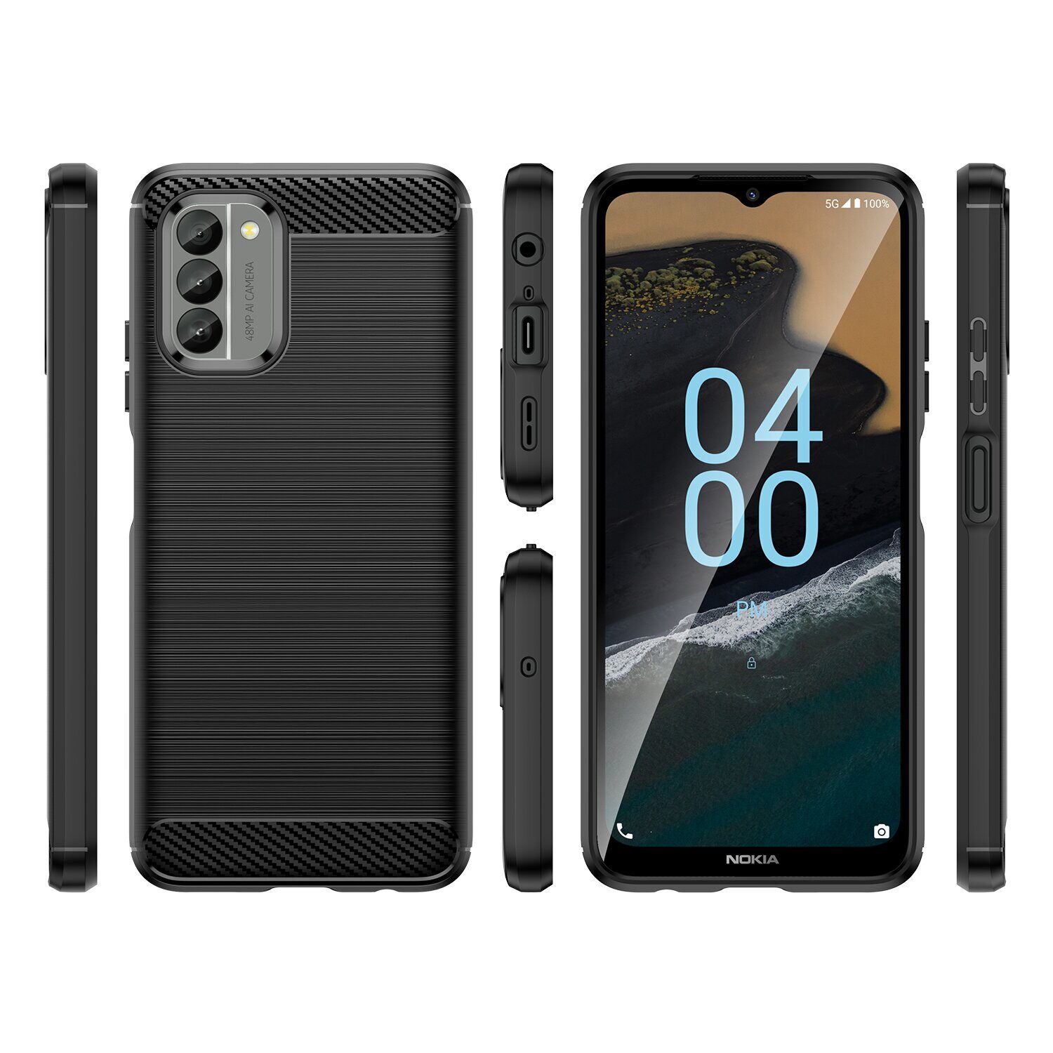 Carbon Case cover for Nokia G400 flexible silicone carbon cover black - imagine 2