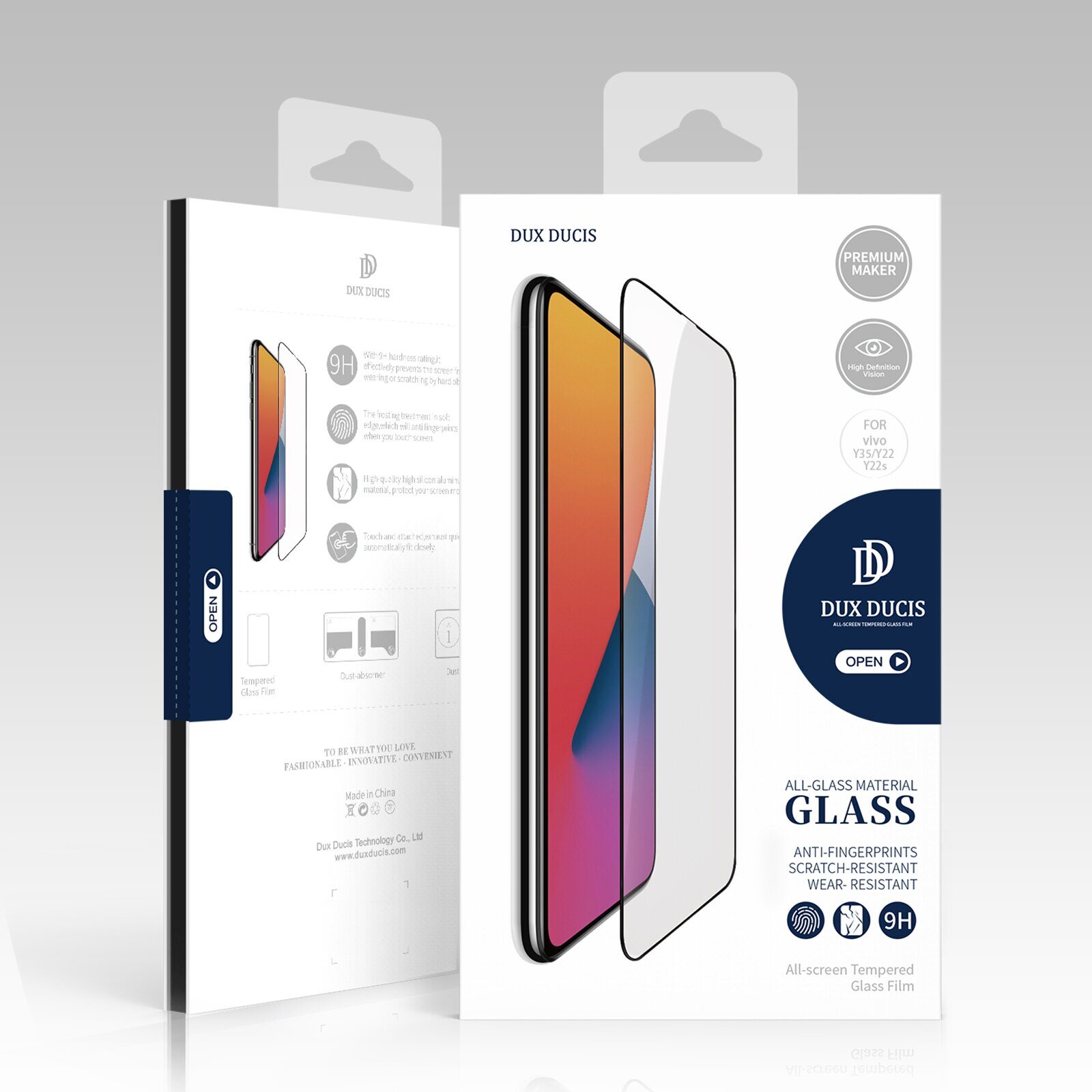 Dux Ducis 9D Tempered Glass Vivo Y35 / Vivo Y22 / Vivo Y22s 9H Tempered Glass with Black Frame - imagine 5