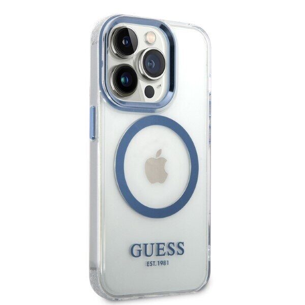 Guess Metal Outline MagSafe case for iPhone 14 Pro - blue - imagine 4