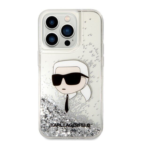 Karl Lagerfeld Glitter Karl's Head case for iPhone 14 Pro Max - silver - imagine 3