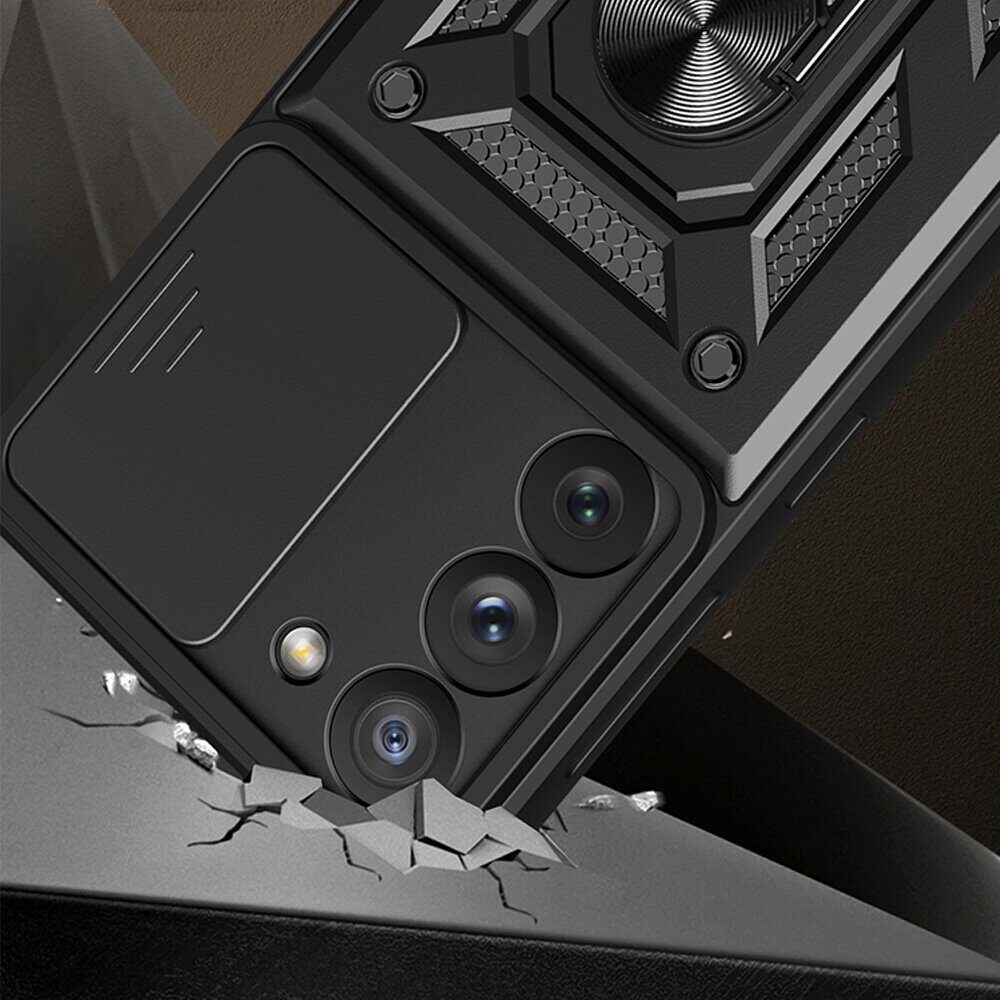 Hybrid Armor Camshield case for Samsung Galaxy S23+ armored case with camera cover blue - imagine 2