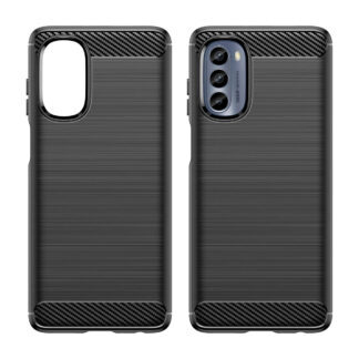 Carbon Case for Motorola Moto G62 5G flexible silicone carbon cover black