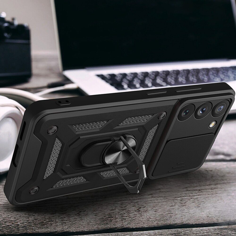 Hybrid Armor Camshield case for Samsung Galaxy S23+ armored cover with camera cover red - imagine 6