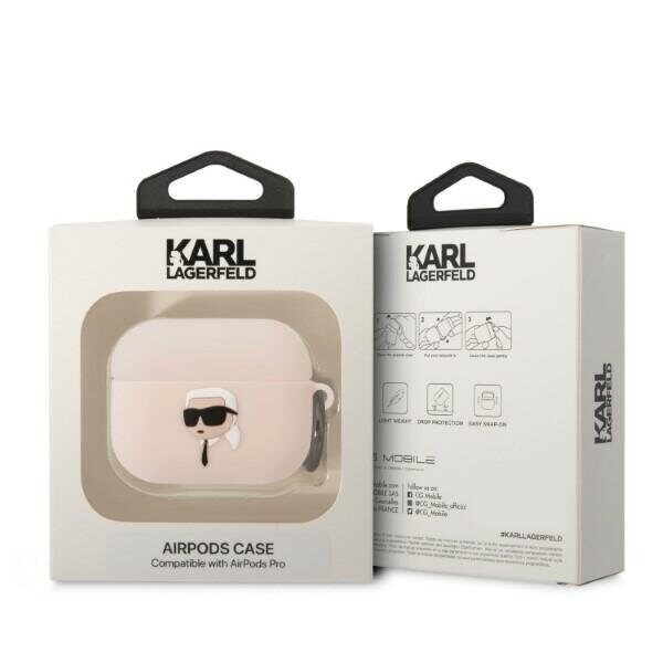 Karl Lagerfeld KLAPRUNIKP AirPods Pro cover pink/pink Silicone Karl Head 3D - imagine 3