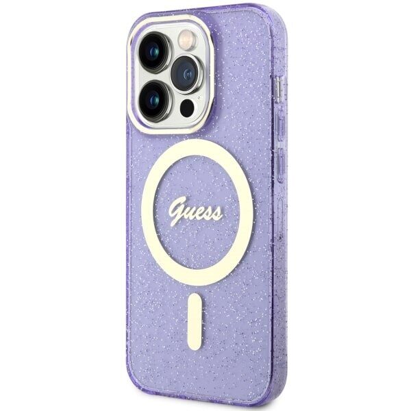 Guess GUHMP14XHCMCGU iPhone 14 Pro Max 6.7" purple/purple hardcase Glitter Gold MagSafe - imagine 2