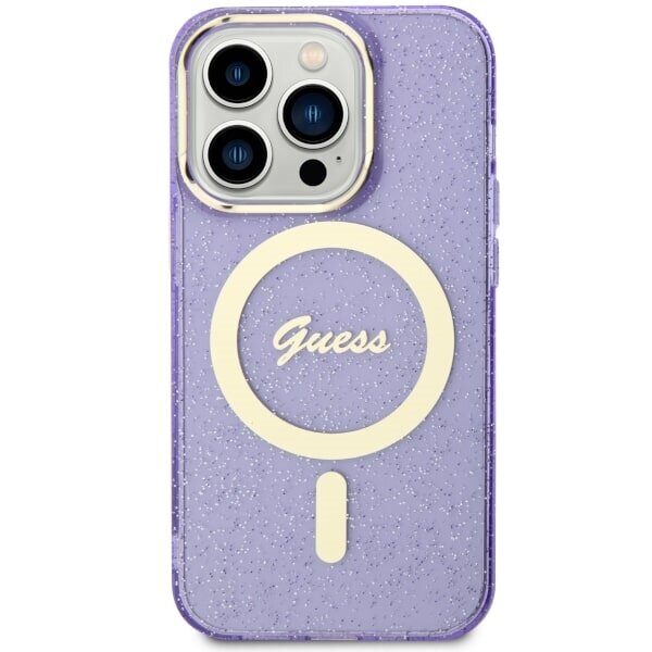 Guess GUHMP14XHCMCGU iPhone 14 Pro Max 6.7" purple/purple hardcase Glitter Gold MagSafe - imagine 3