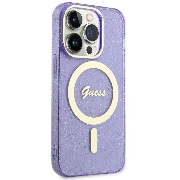 Guess GUHMP14XHCMCGU iPhone 14 Pro Max 6.7" purple/purple hardcase Glitter Gold MagSafe - imagine 4
