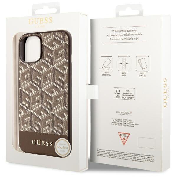 Guess GUHMP14MHGCFSEW iPhone 14 Plus 6.7" brown/brown hard case GCube Stripes MagSafe - imagine 8