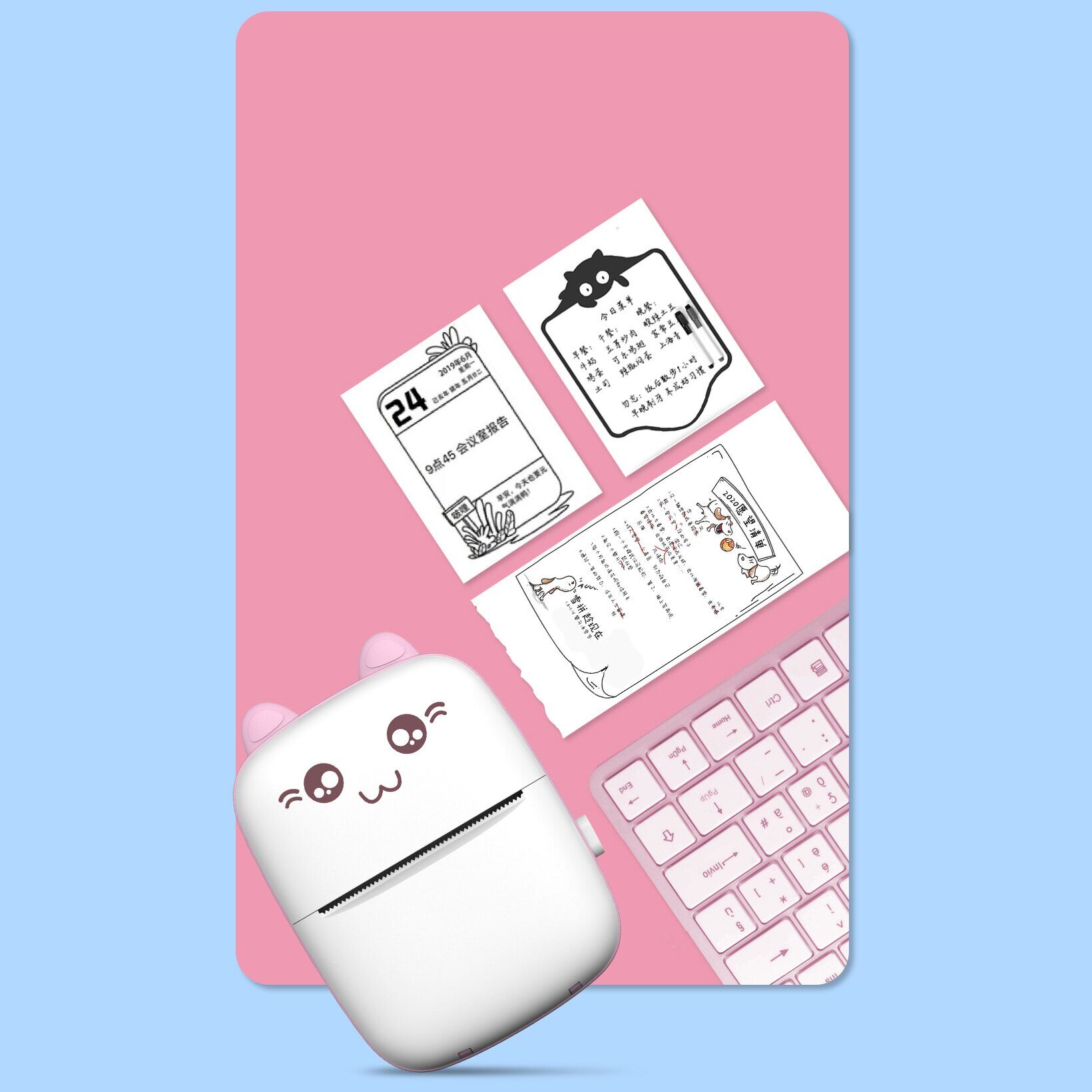 HURC9 Bluetooth Thermal Printer Mini Kitty with App - Pink - imagine 4