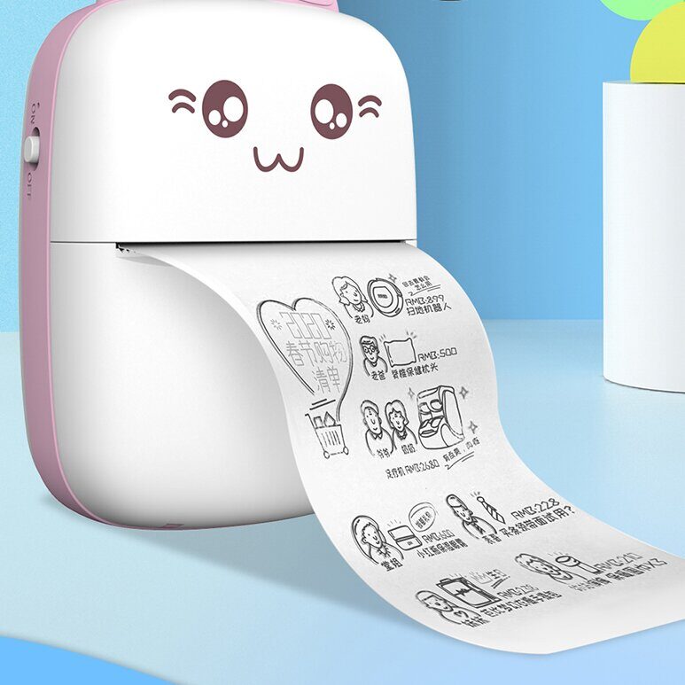 HURC9 Bluetooth Thermal Printer Mini Kitty with App - Pink - imagine 3