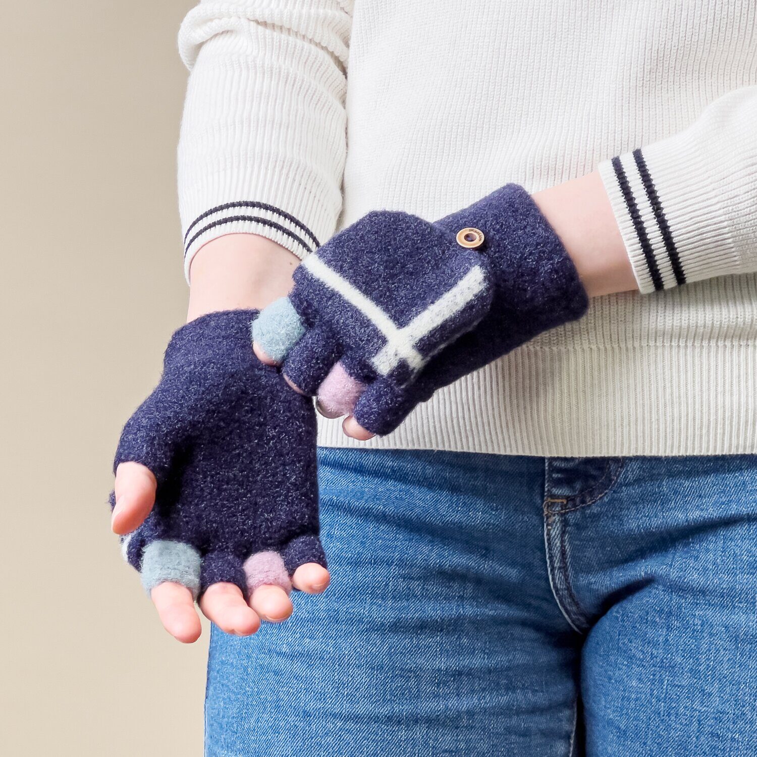 Women's/children's winter phone gloves - black - imagine 4