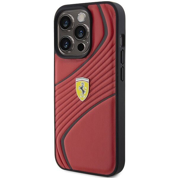 Ferrari Twist Metal Logo case for iPhone 15 Pro - red - imagine 2