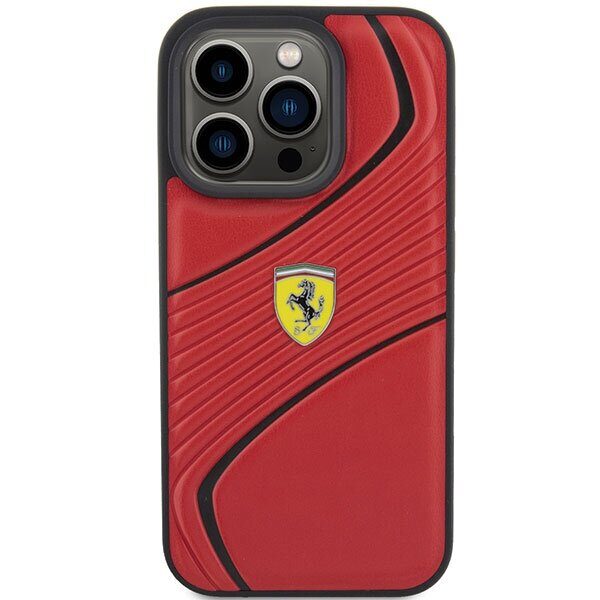 Ferrari Twist Metal Logo case for iPhone 15 Pro - red - imagine 3