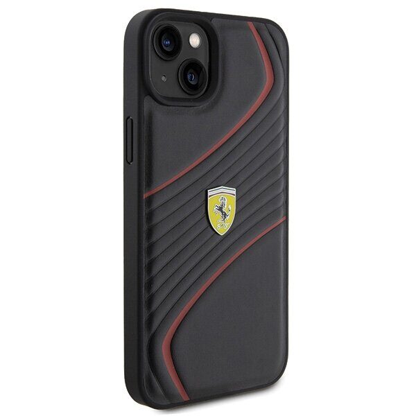 Ferrari Twist Metal Logo case for iPhone 15 Plus - black - imagine 4