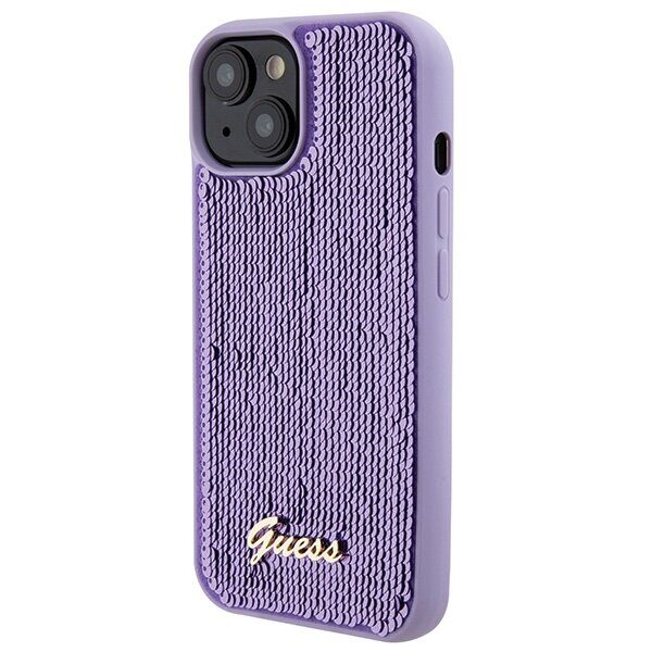 Guess Sequin Script Metal case for iPhone 15 - purple - imagine 2