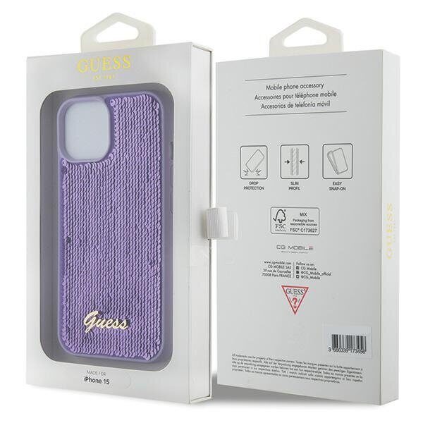 Guess Sequin Script Metal case for iPhone 15 - purple - imagine 8