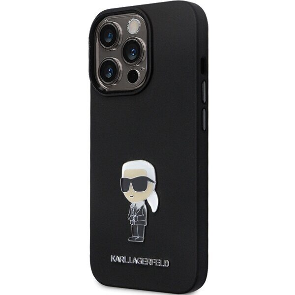 Karl Lagerfeld KLHCP14XSMHKNPK case for iPhone 14 Pro Max 6.7" - black Silicone Ikonik Metal Pin - imagine 2