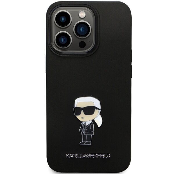 Karl Lagerfeld KLHCP14XSMHKNPK case for iPhone 14 Pro Max 6.7" - black Silicone Ikonik Metal Pin - imagine 3