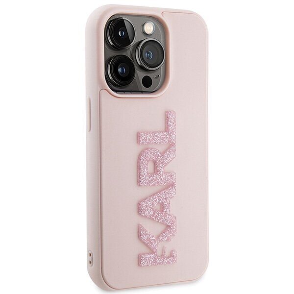 Karl Lagerfeld 3D Rubber Glitter Logo case for iPhone 15 Pro - pink - imagine 4