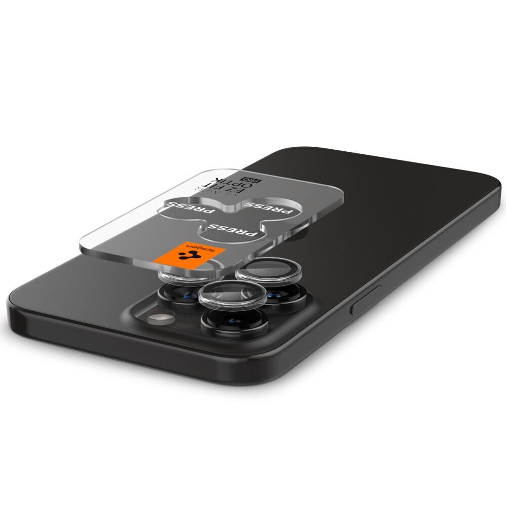 Spigen Glas.tR EZ Fit Optik Pro Camera Cover for iPhone 15 Pro / 15 Pro Max / 16 Pro / 16 Pro Max / 17 Pro / 17 Pro Max - 2 pcs. - imagine 4