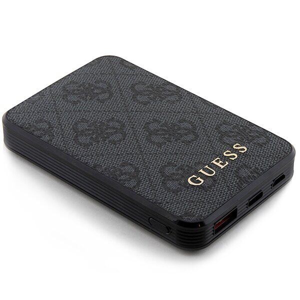 Guess Powerbank 15W GUPB5LP4GEGK 5000mAh black/black 4G Leather Metal Logo - imagine 3
