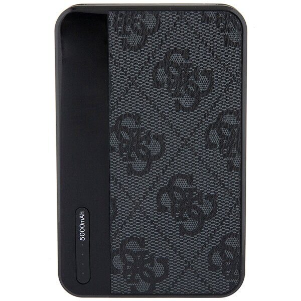 Guess Powerbank 15W GUPB5LP4GEGK 5000mAh black/black 4G Leather Metal Logo - imagine 4