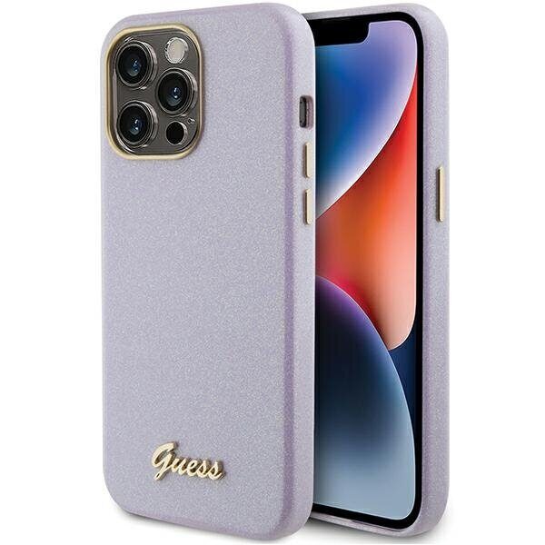 Guess Glitter Glossy Script case for iPhone 15 Pro - lilac