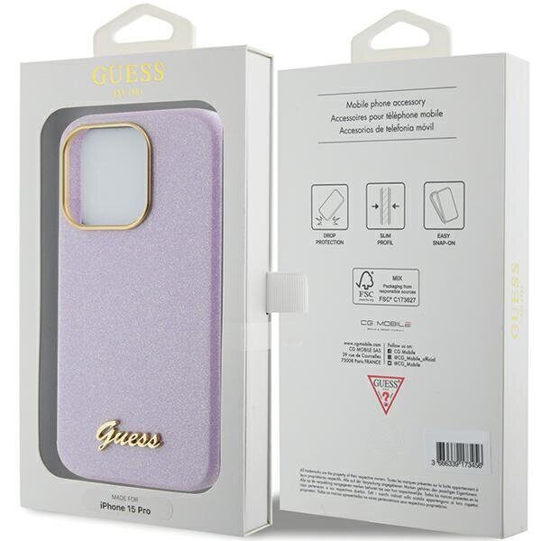 Guess Glitter Glossy Script case for iPhone 15 Pro - lilac - imagine 8