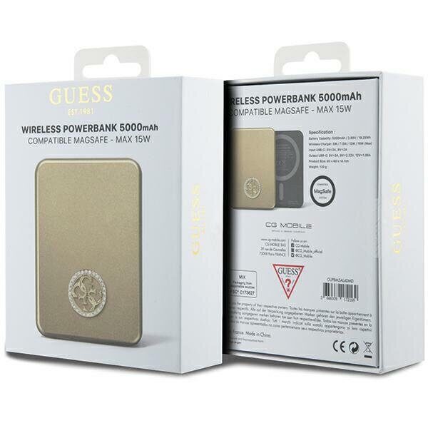 Guess MagSafe 4G Strassed Metal Logo induction power bank 15W 5000mAh - gold - imagine 5