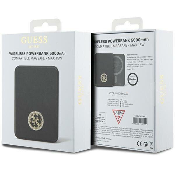 Guess MagSafe 4G Strassed Metal Logo induction power bank 15W 5000mAh - black - imagine 5