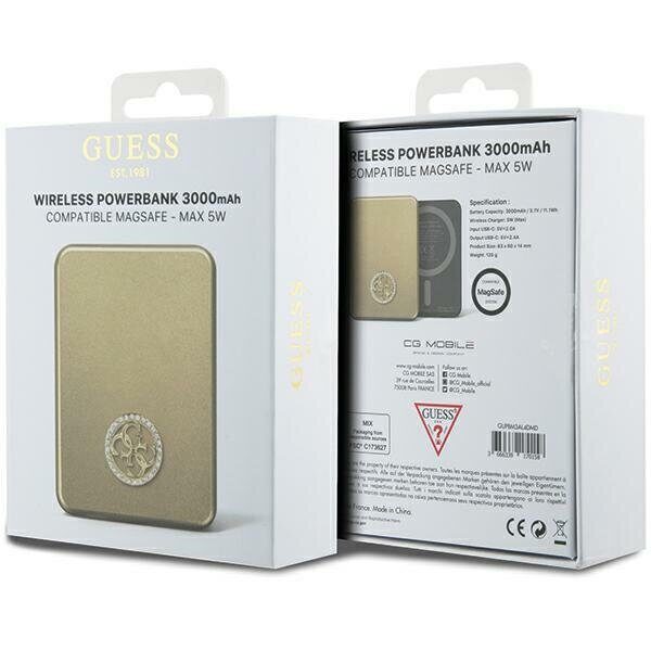 Guess MagSafe 4G Strassed Metal Logo induction power bank 5W 3000mAh - gold - imagine 5