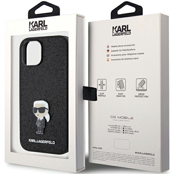 Karl Lagerfeld Fixed Glitter Ikonik Logo Metal Pin case for iPhone 15 - black - imagine 8