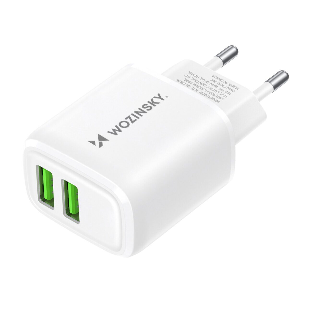 Wozinsky CUWCW 2.4A 2 x USB-A Wall Charger - White - imagine 2