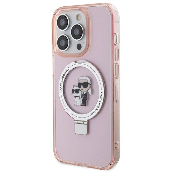 Karl Lagerfeld KLHMP15LHMRSKCP iPhone 15 Pro 6.1" pink/pink hardcase Ring Stand Karl&Choupette MagSafe - imagine 2